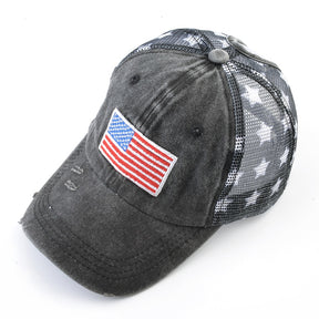 American flag with ponytail back - WILDLIFE CAPS